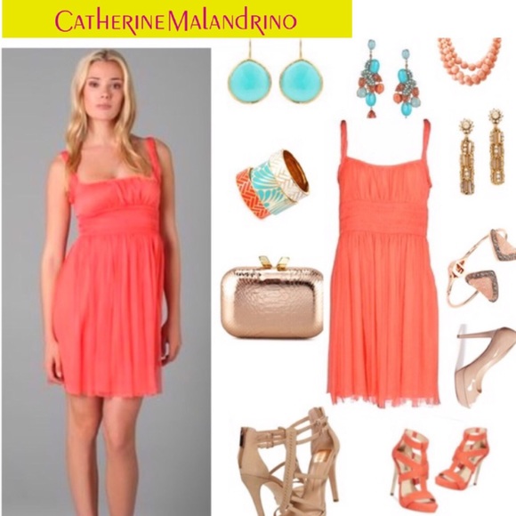 Catherine Malandrino Silk Babydoll Pleated Dress - Picture 2 of 7